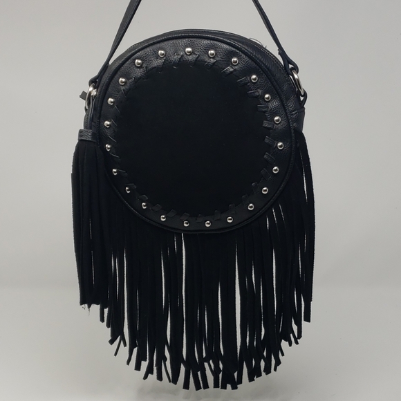 NWT Nine West Tassel Times Black Silver Crossbody - Picture 3 of 16